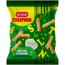 Сухарики пшеничні зі смаком сметани із зеленню 90 грам тм "Sultan" 
